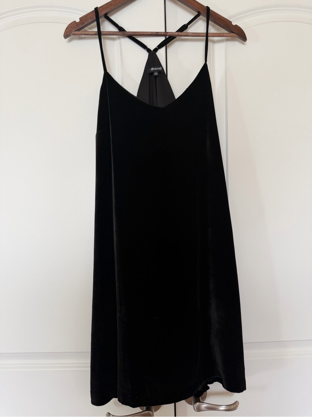 Madewell Black Velvet Slip Dress with Crisscross Back